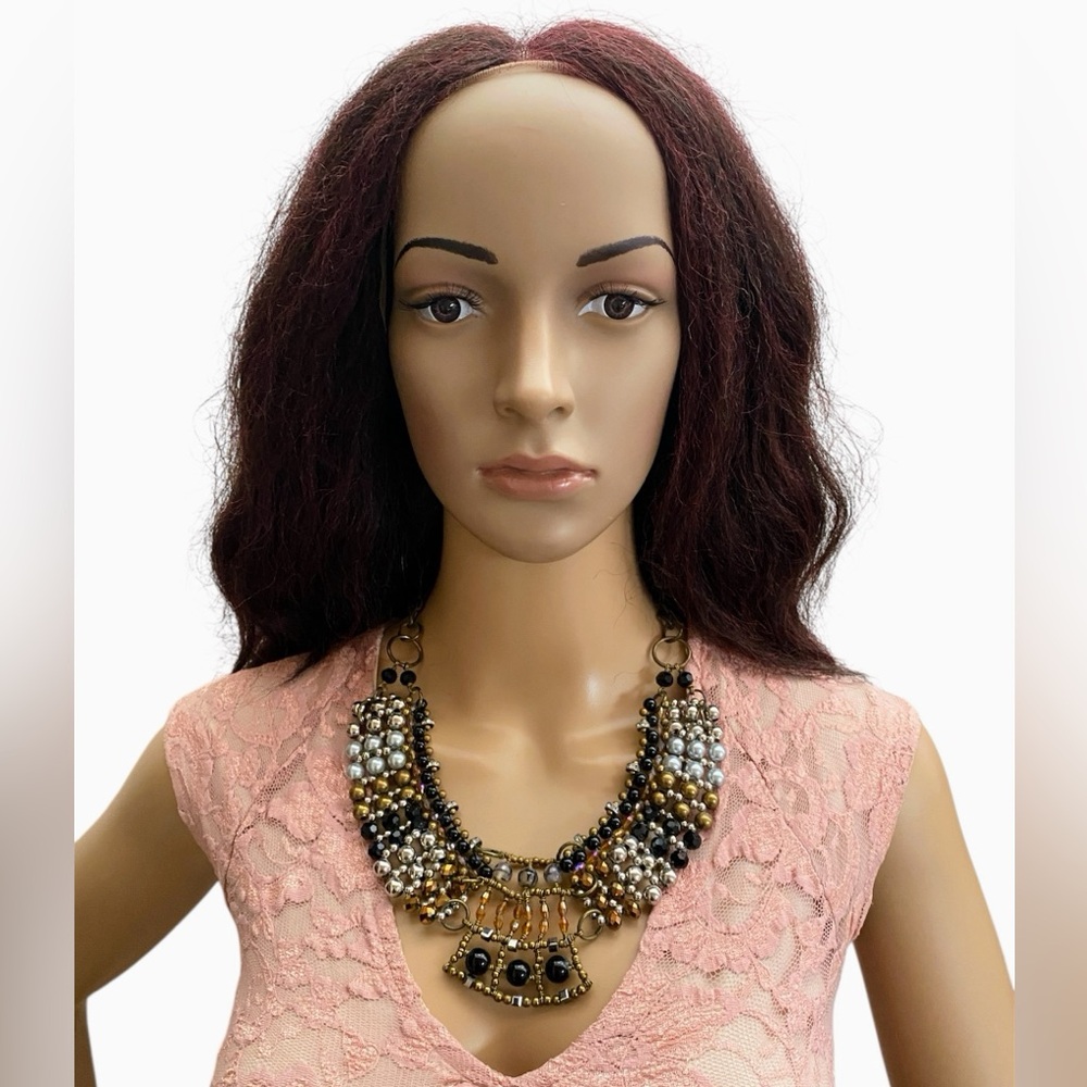 Pam Hiran multi beaded choker bib Statement necklace